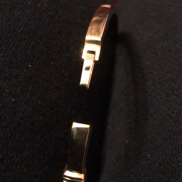 Rhinestones and Black Stones Goldtone Bangle - Picture 3 of 4